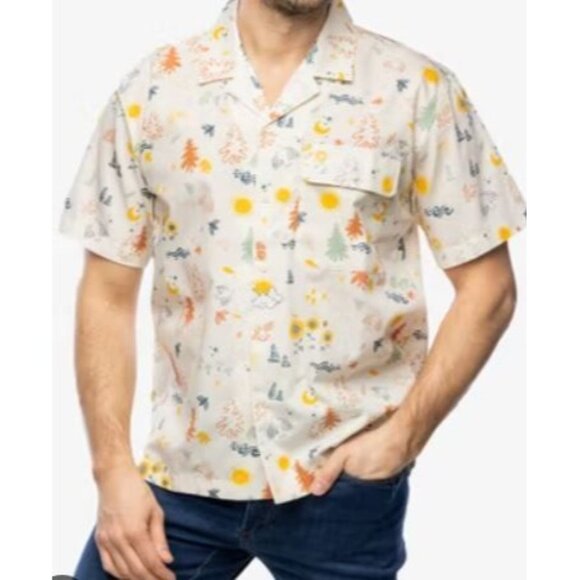 Marmot Muir Camp Novelty Short Sleeve Button Down Shirt L Cream multicolor - Picture 12 of 12